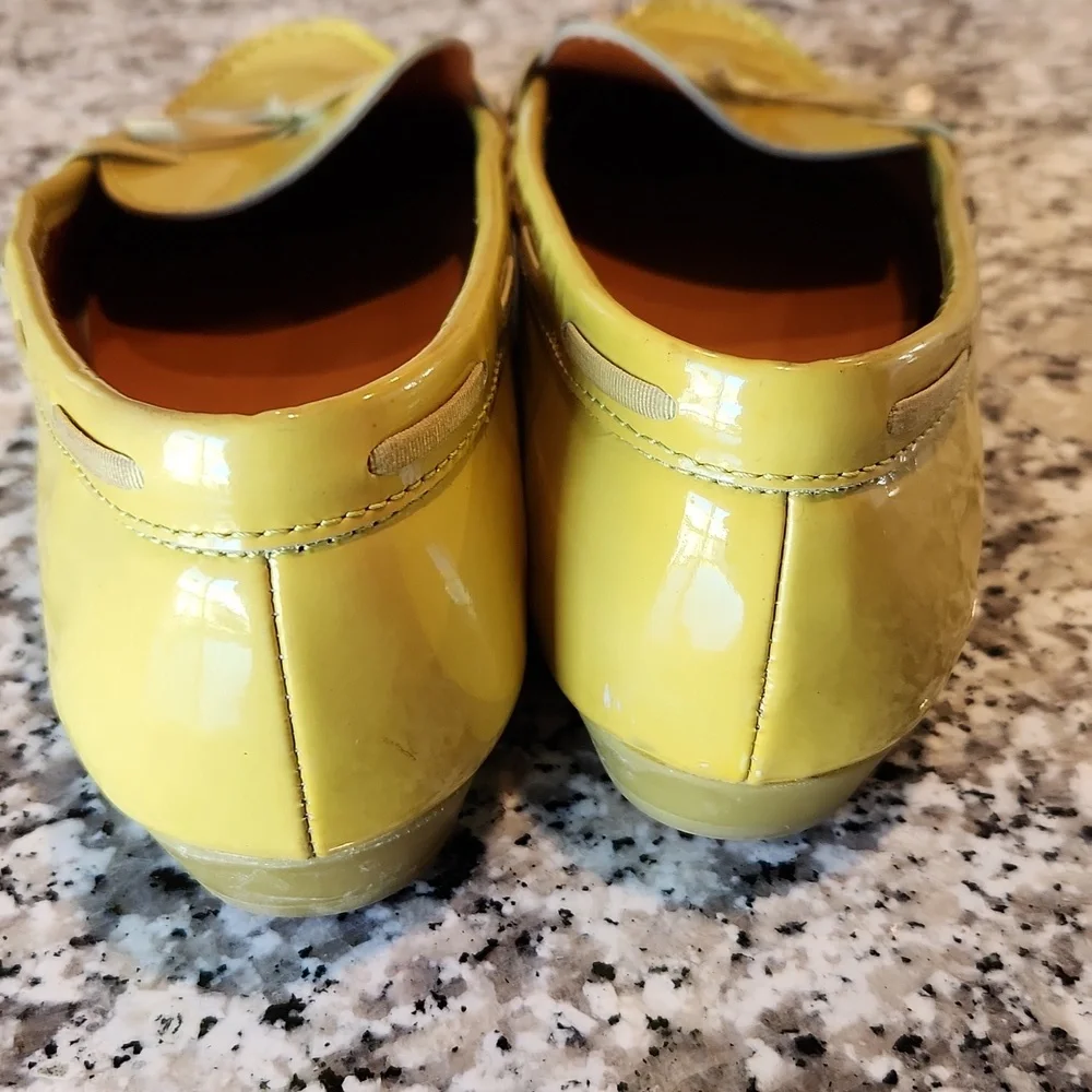 Salvatore Ferragamo Yellow Patent Leather Bow Loafers - Picture 3 of 10